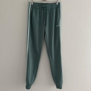 Adidas Pants Womens Medium Green‎ 3-Stripes Track Joggers Drawstring Tapered